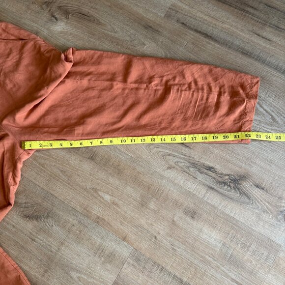 Eve Gravel Orange Straight Leg Crop Pants Viscose Linen Minimalist Slow Fashion - Picture 6 of 7